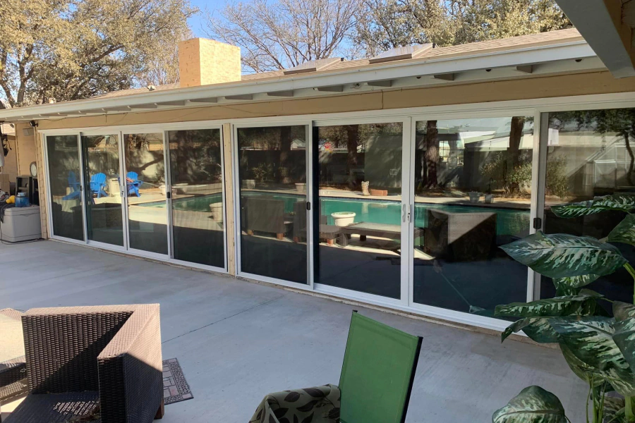 residential house newly installed glass sliding doors